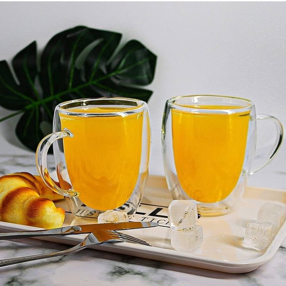 Double walled glass coffee mugs with bamboo lid - Picture 8 of 11